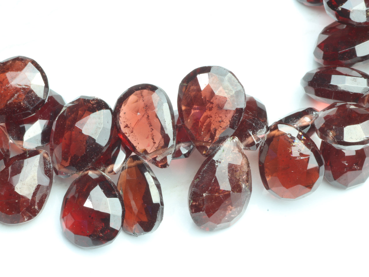 Red Garnet 11x8mm Faceted Pear Shaped Briolettes