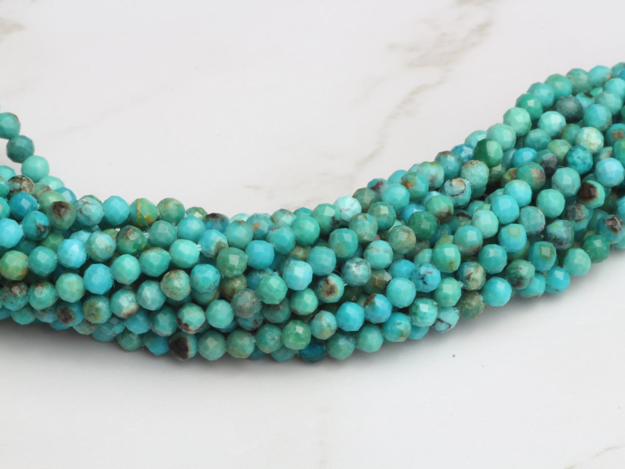 Natural Blue Turquoise 2mm Faceted Rounds