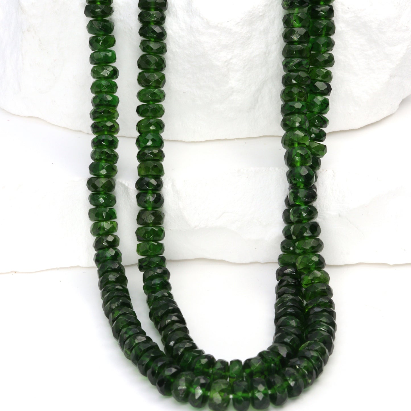 Green Chrome Diopside 5mm Faceted Rondelles Bead Strand