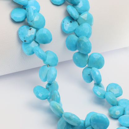 Natural Blue Turquoise 9mm Faceted Heart Shaped Briolettes