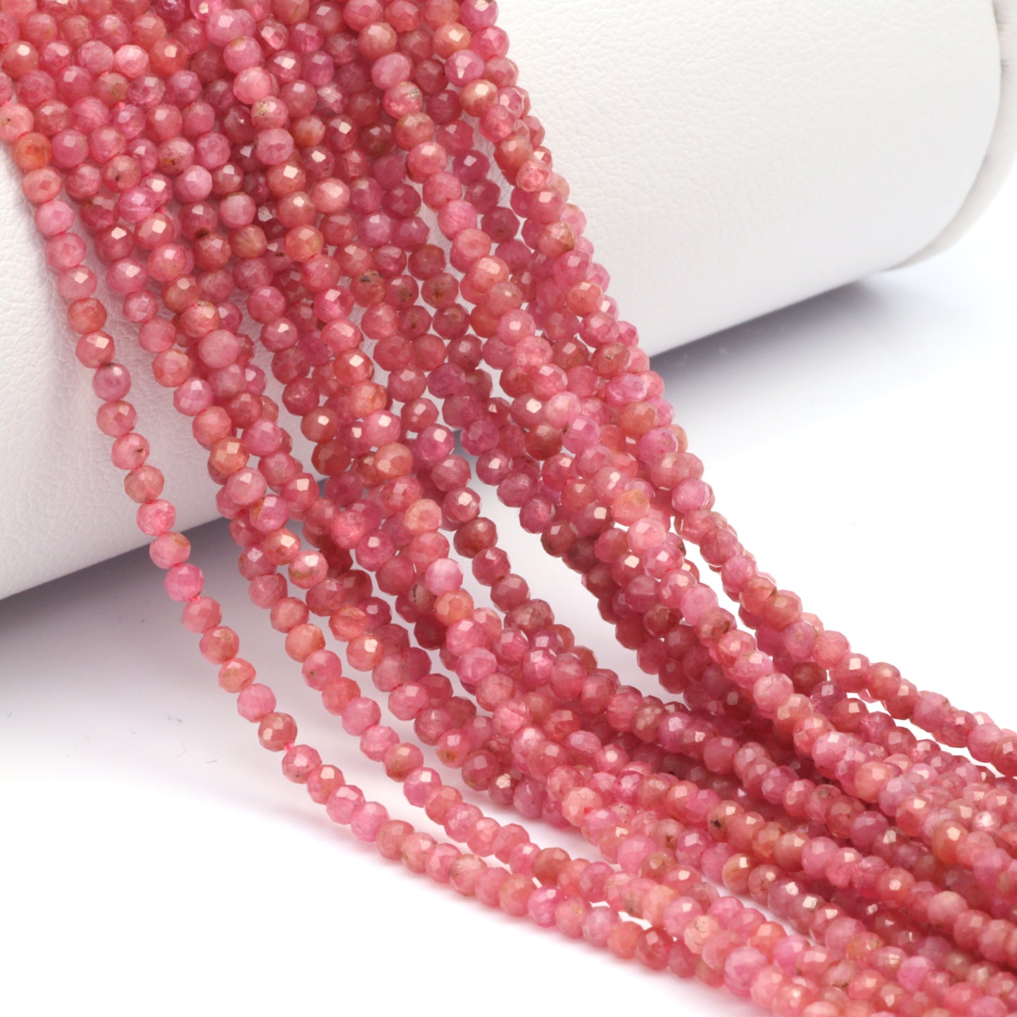 Pink Rhodochrosite 2mm Faceted Rounds Bead Strand