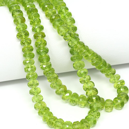 Green Peridot 5mm – 7mm Faceted Rondelles Bead Strand