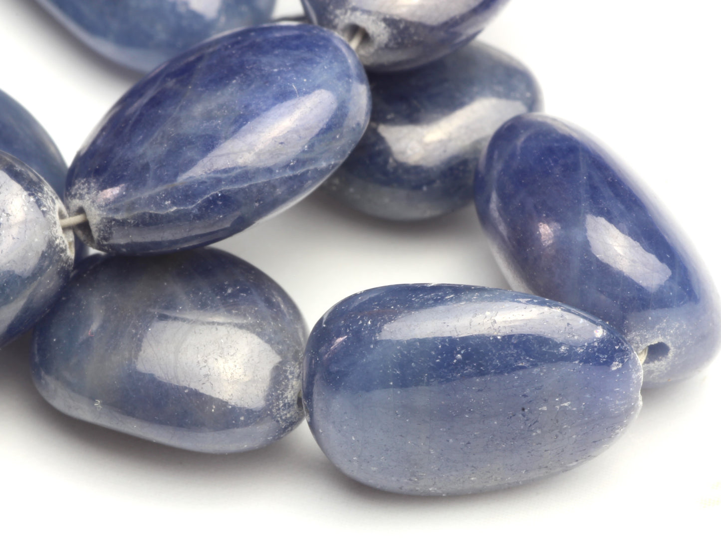 Navy Blue Sapphire 12x8mm Smooth Nuggets Bead Strand