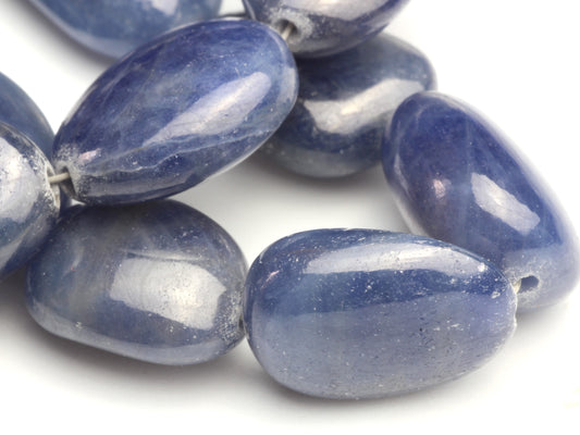 Navy Blue Sapphire 12x8mm Smooth Nuggets Bead Strand