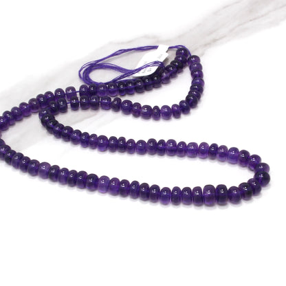Purple Amethyst 6mm Smooth Rondelles Bead Strand