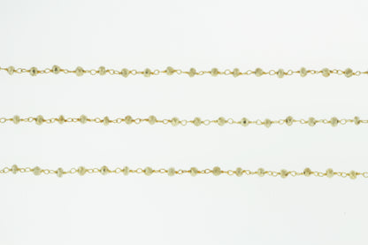 Gold Plated Pyrite 4mm Faceted Rondelles Rosary Chain Sterling Silver with Gold Plating Wire Wrap Chain by the Foot