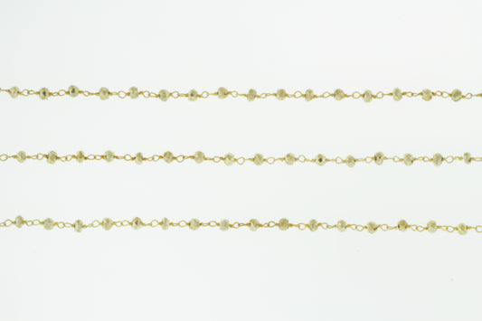 Gold Plated Pyrite 4mm Faceted Rondelles Rosary Chain Sterling Silver with Gold Plating Wire Wrap Chain by the Foot