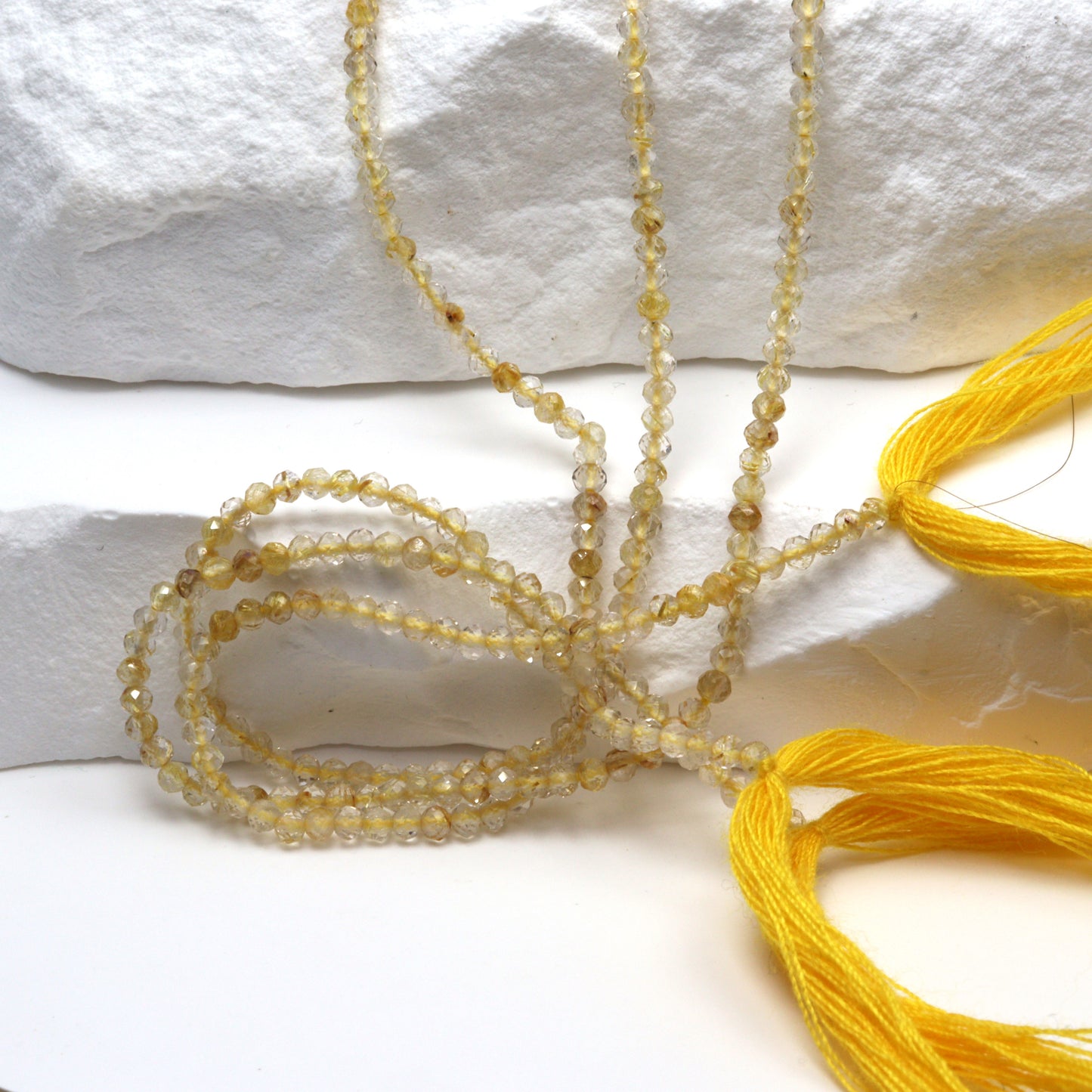 Golden Rutilated Quartz 2mm Faceted Rounds