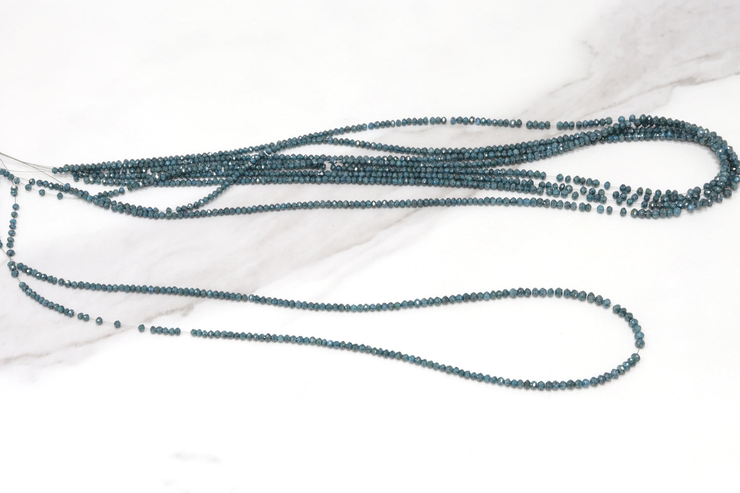 Blue Diamond 2.25mm - 2.75mm Hand Faceted Rondelles Bead Strand