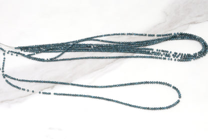 Blue Diamond 2.25mm - 2.75mm Hand Faceted Rondelles Bead Strand