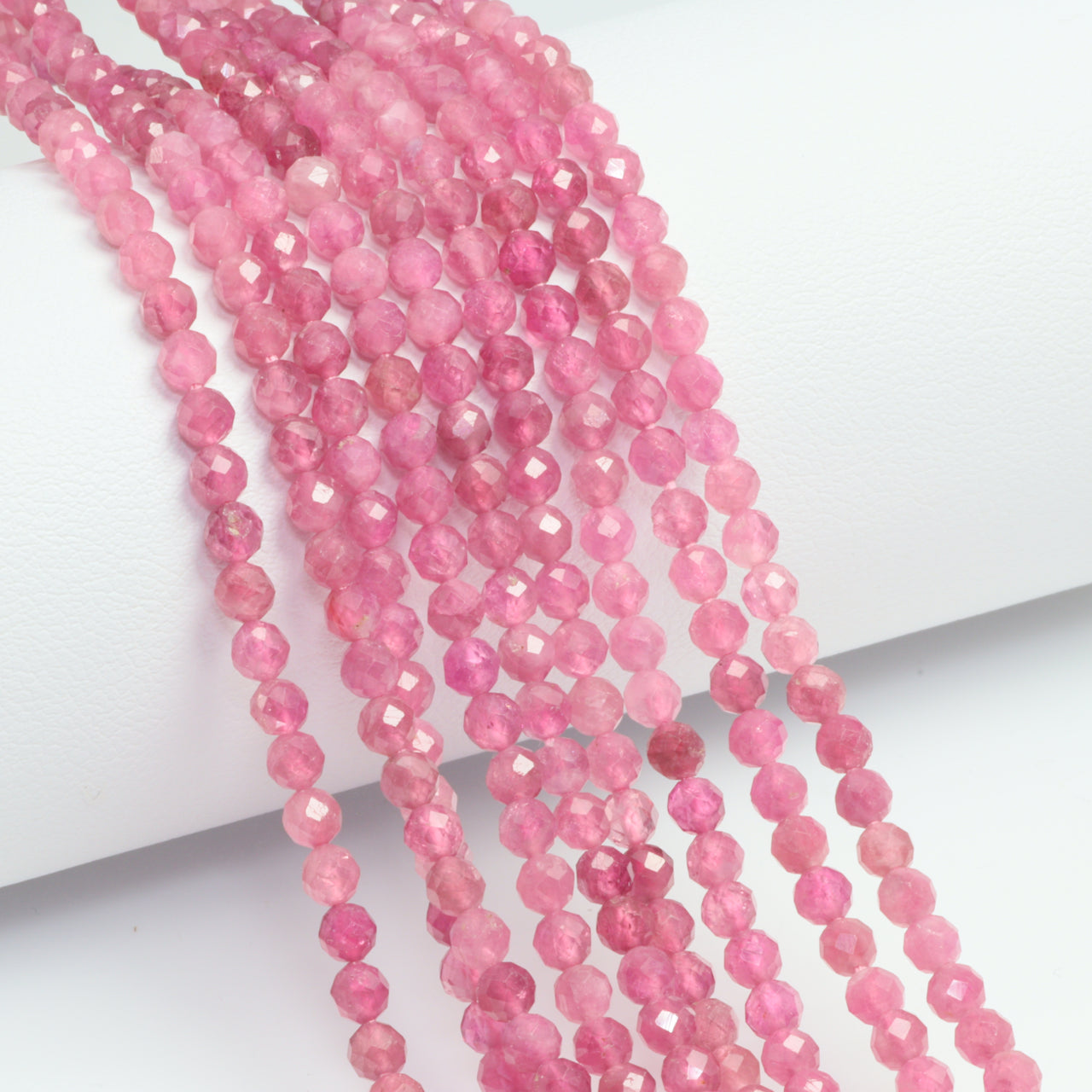 Ombre Pink Tourmaline 3.5mm Faceted Rounds