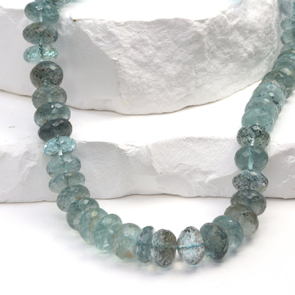 Blue Moss Aquamarine 9mm Faceted Rondelles