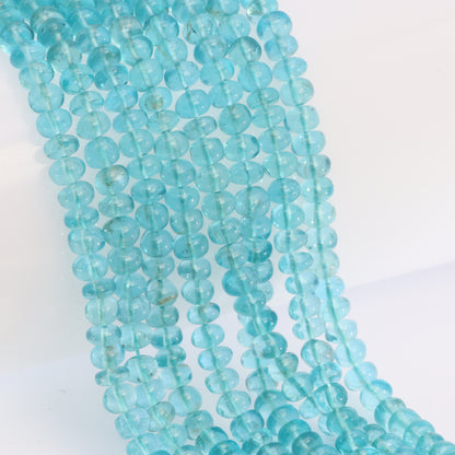 Sea Blue Apatite 5mm Smooth Rondelles Bead Strand