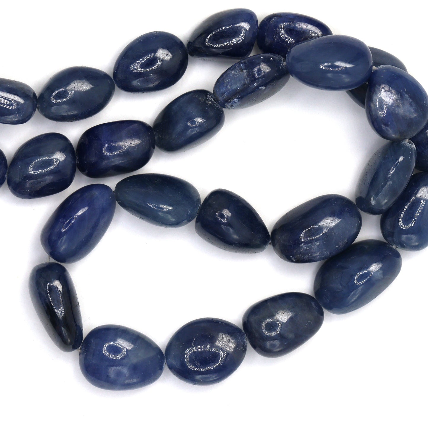 Navy Blue Sapphire 12x8mm Smooth Nuggets Bead Strand