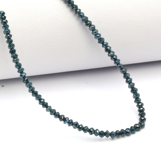 Blue Diamond 2.1mm - 2.7mm Hand Faceted Rondelles Bead Strand