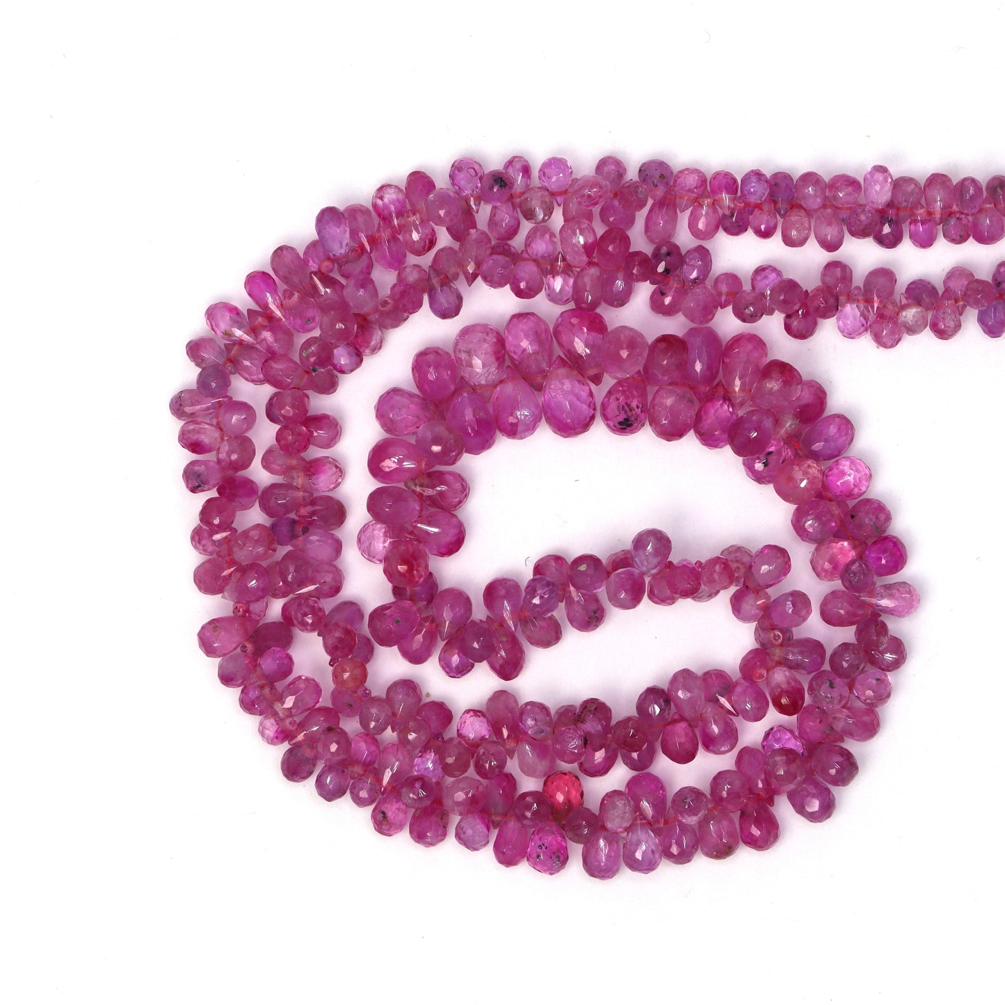 Pink Sapphire 4x2mm - 5x3mm Faceted Teardrop Briolettes Bead Strand