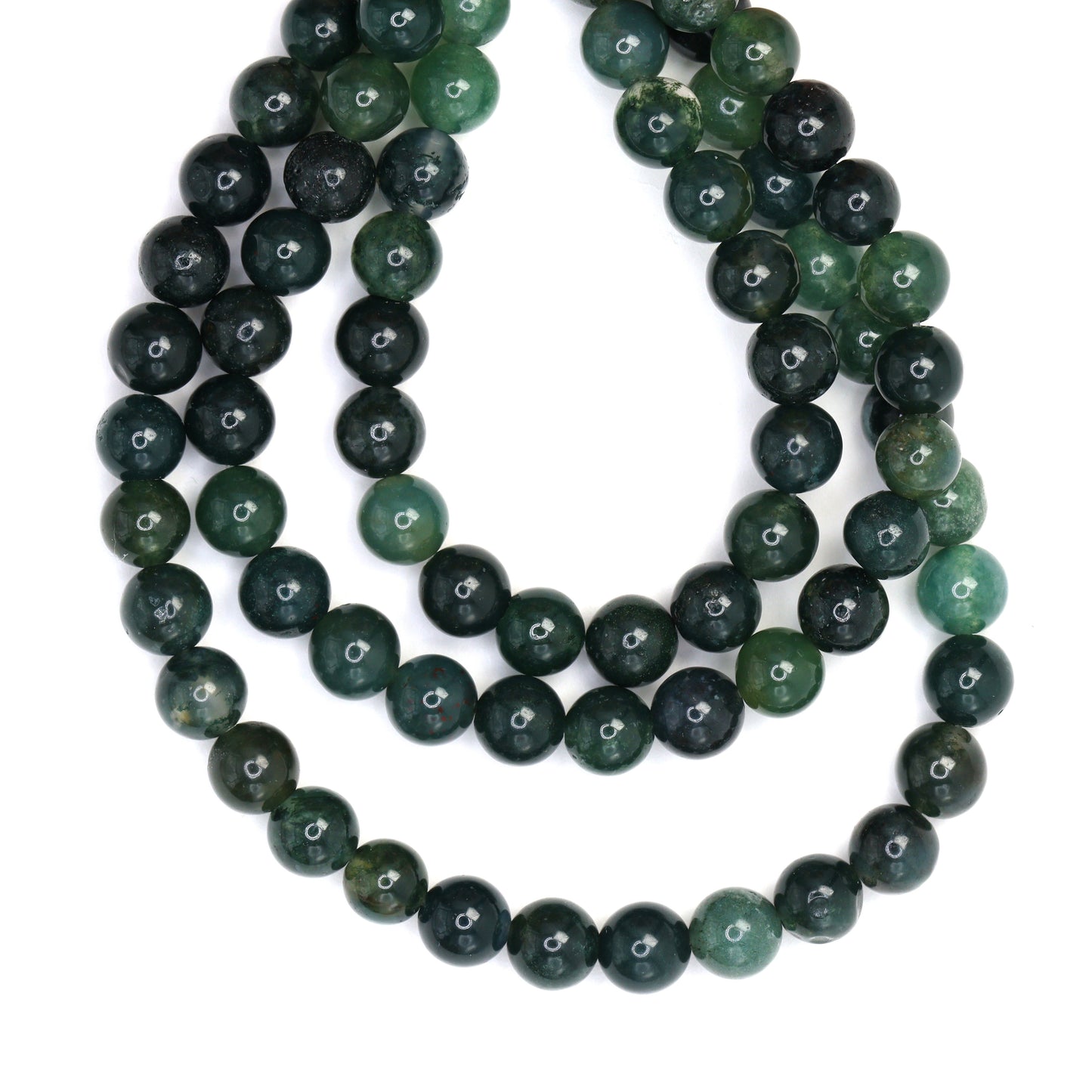 Green Moss Agate 6mm Smooth Rounds