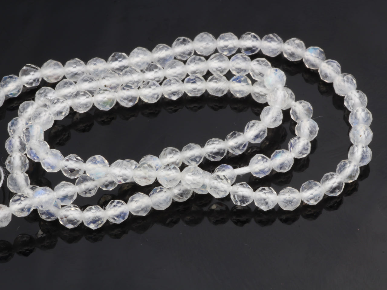 Rainbow Moonstone 3mm Faceted Rounds Bead Strand
