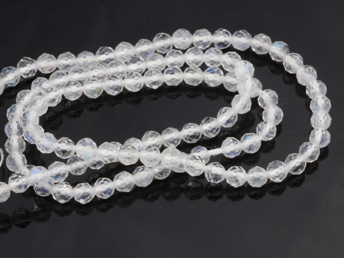 Rainbow Moonstone 3mm Faceted Rounds Bead Strand