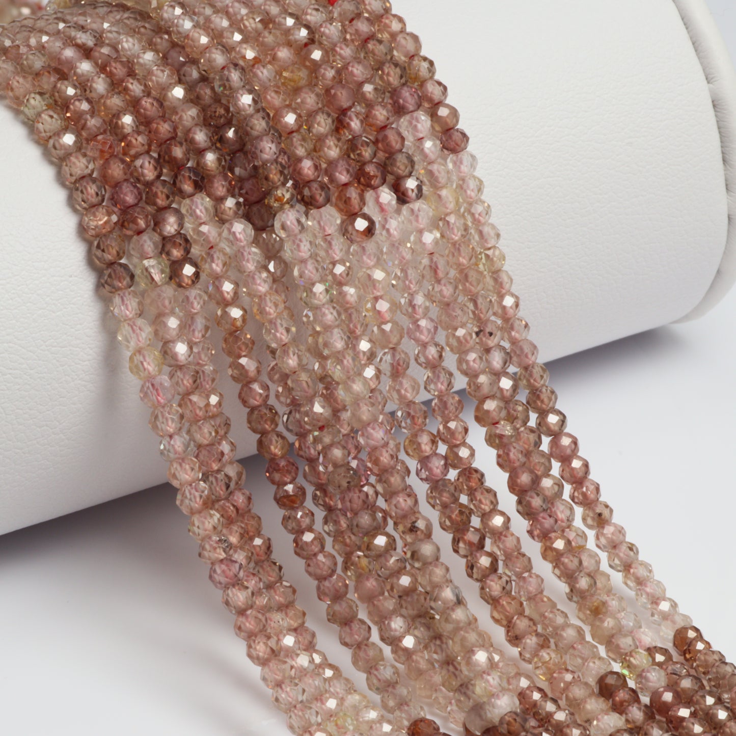 Ombre Light Red Zircon 2.5mm Faceted Rondelles