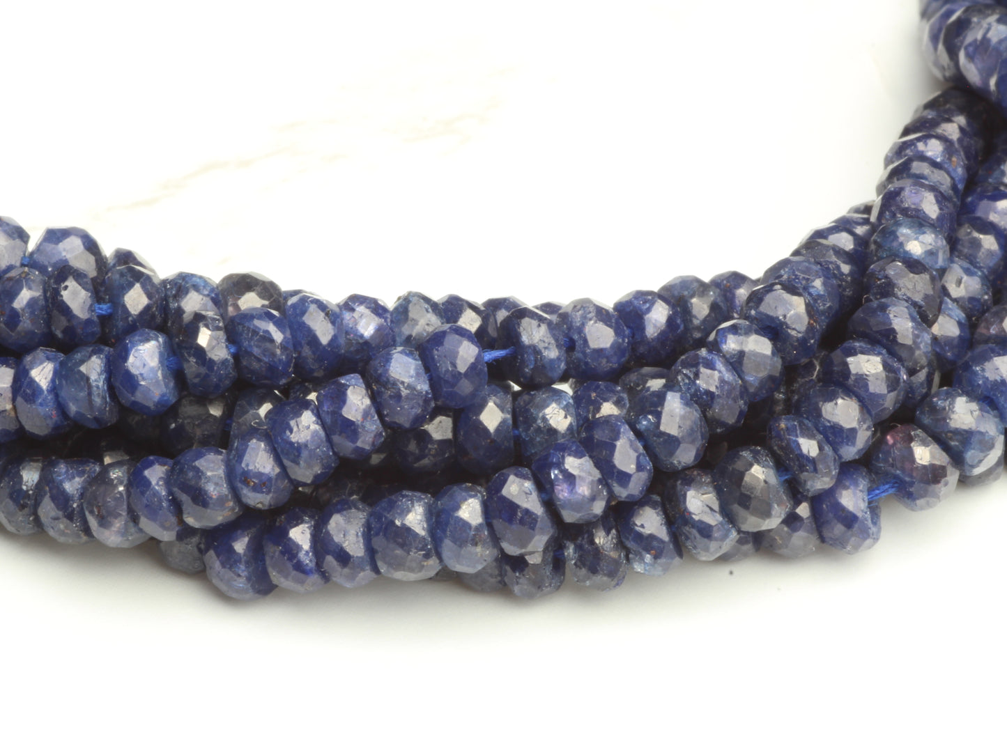 Dyed Blue Sapphire 3.5mm Faceted Rondelles