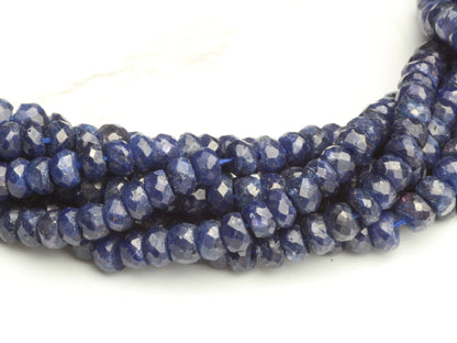 Dyed Blue Sapphire 3.5mm Faceted Rondelles