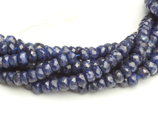 Dyed Blue Sapphire 3.5mm Faceted Rondelles