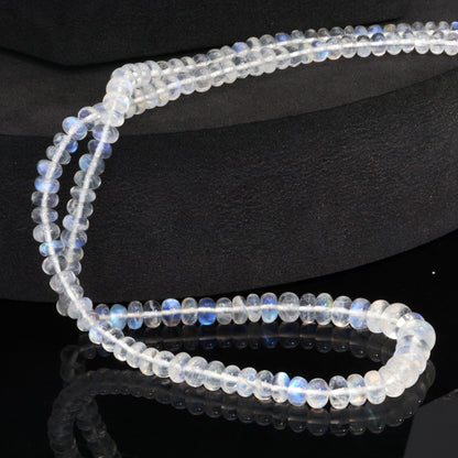 AA Blue Rainbow Moonstone 4mm - 6mm Smooth Rondelles Bead Strand