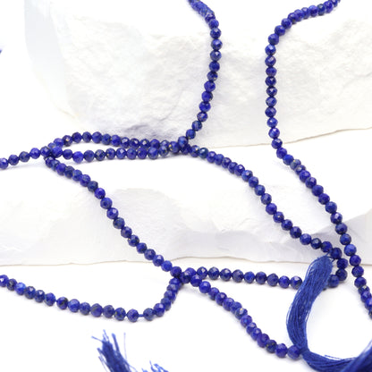 Royal Blue Lapis Lazuli 2.5mm Faceted Rounds Bead Strand