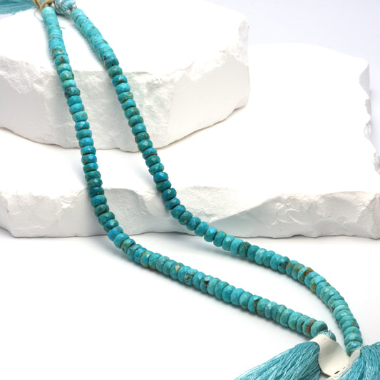 Ombre Natural Blue Turquoise 5.5mm Faceted Rondelles Bead Strand