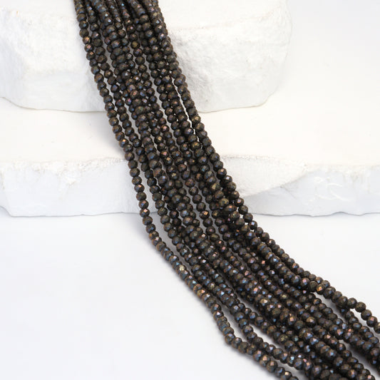 Natural Bronze Pyrite 3mm Faceted Rondelles