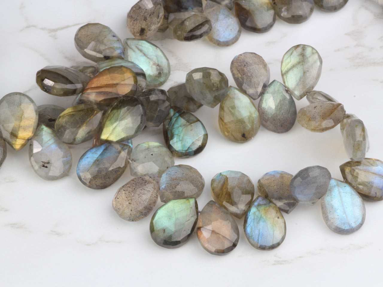 AA Blue Labradorite 10x7mm Faceted Pear Shaped Briolettes Bead Strand
