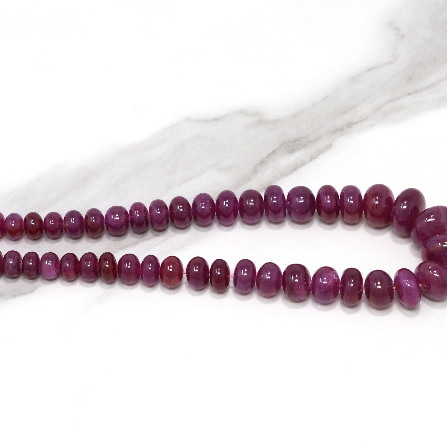 Red Ruby 6mm - 10mm Smooth Rondelles 1 Strand Bead Necklace