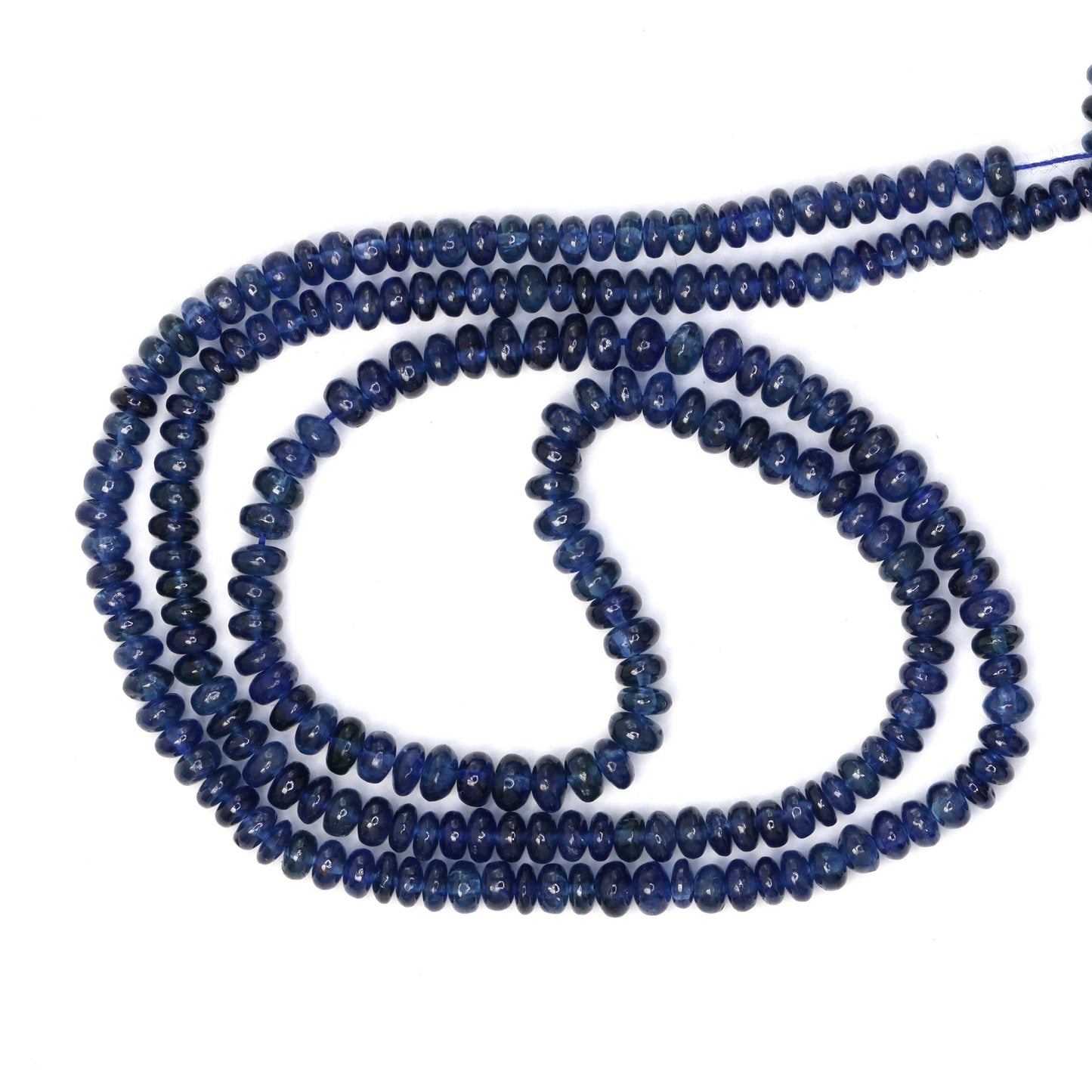 Navy Blue Sapphire 3mm - 3.5mm Smooth Rondelles Bead Strand