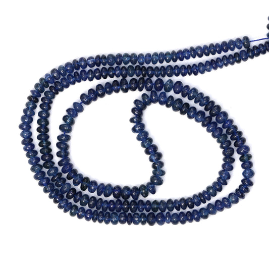 Navy Blue Sapphire 3mm - 3.5mm Smooth Rondelles Bead Strand