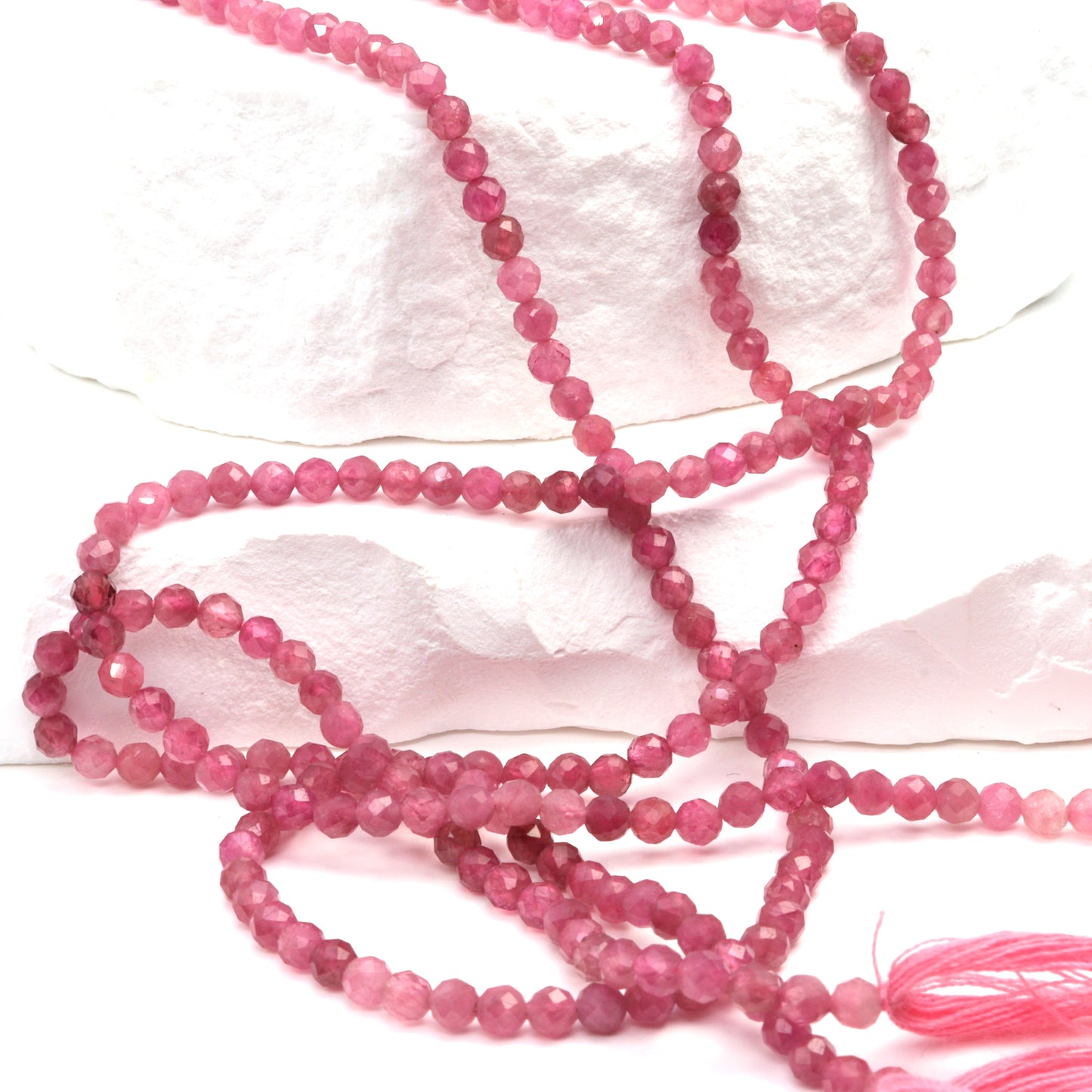 Ombre Pink Tourmaline 3.5mm Faceted Rounds