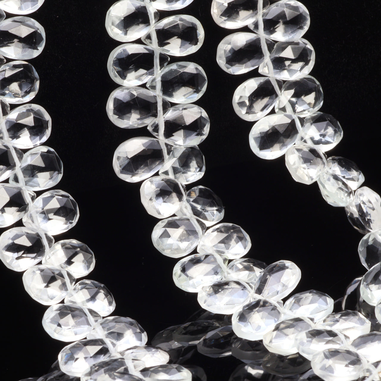 White Topaz 9x6mm Faceted Pear Shaped Briolettes Bead Strand