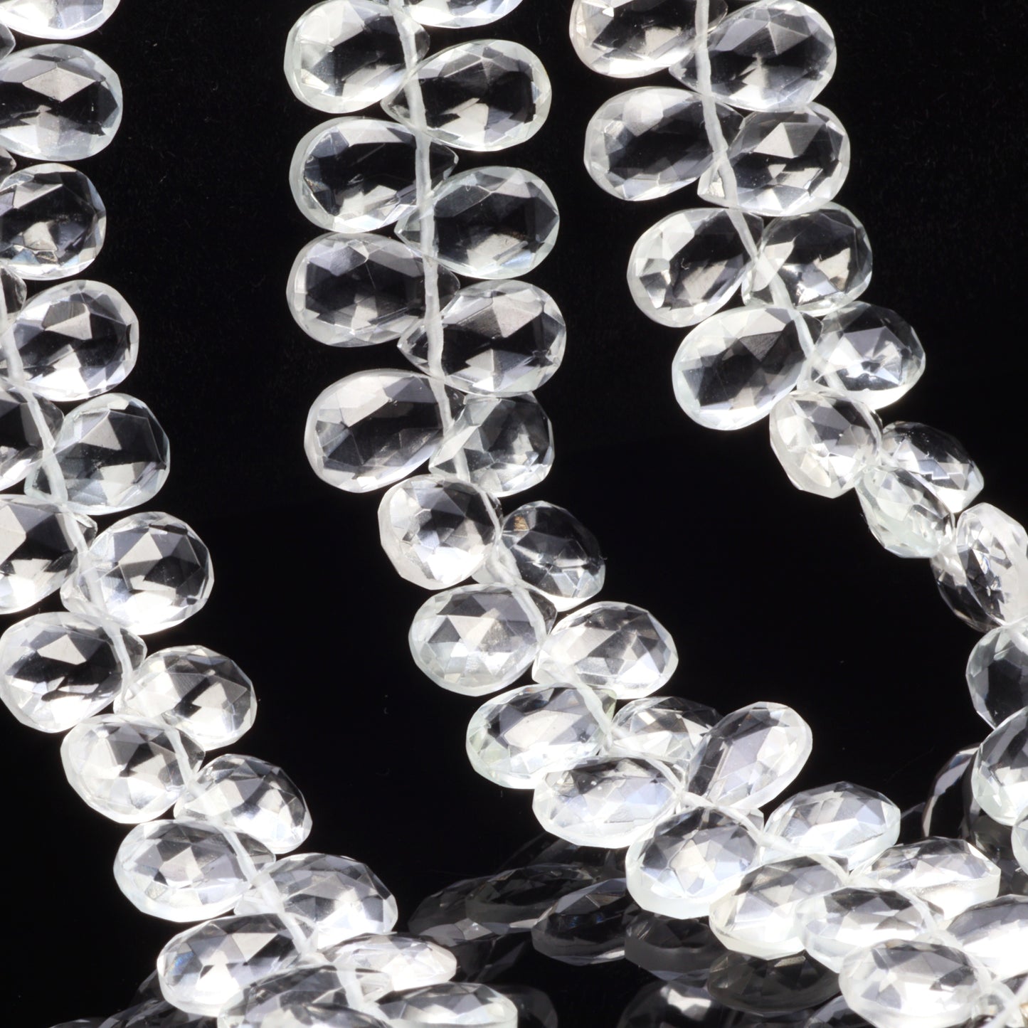 White Topaz 9x6mm Faceted Pear Shaped Briolettes Bead Strand