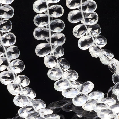 White Topaz 9x6mm Faceted Pear Shaped Briolettes Bead Strand