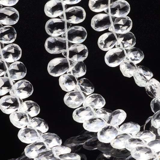 White Topaz 9x6mm Faceted Pear Shaped Briolettes Bead Strand