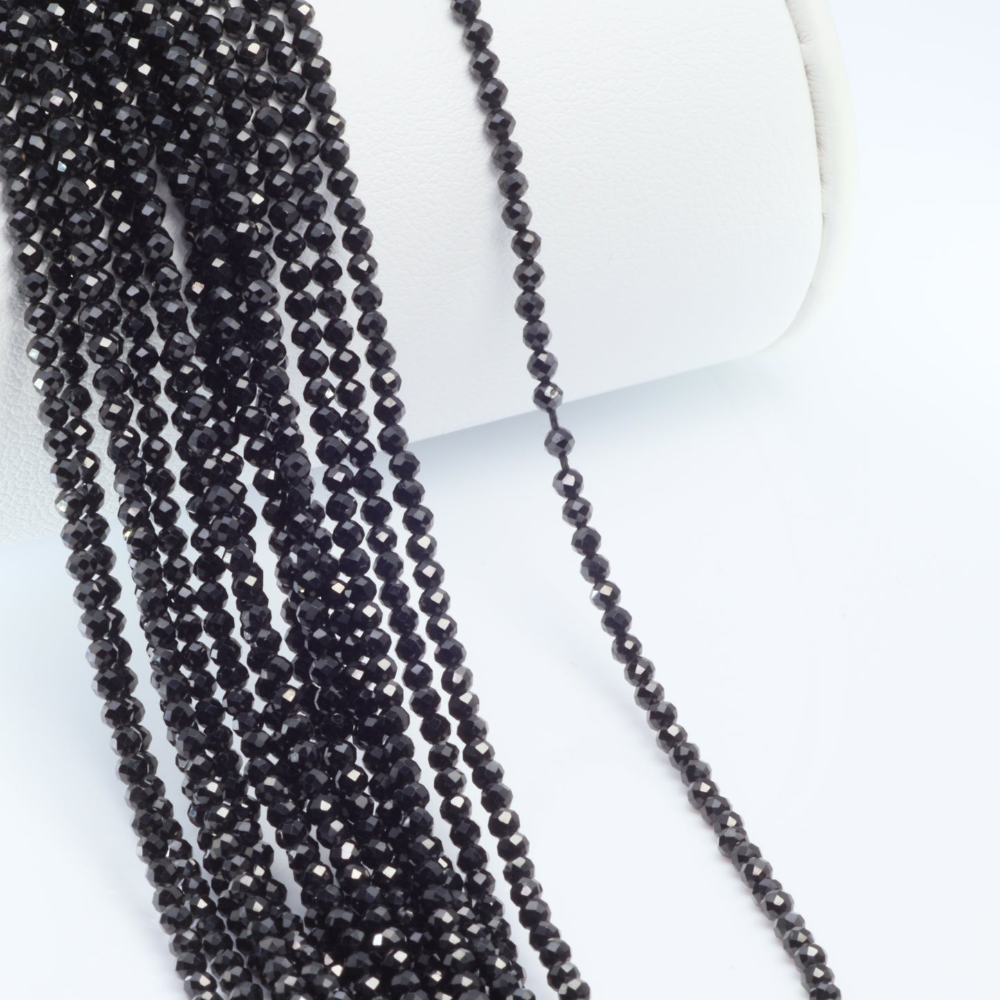Black Spinel 2mm Faceted Rounds Bead Strand