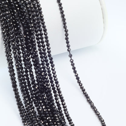 Black Spinel 2mm Faceted Rounds Bead Strand