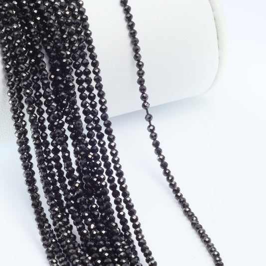Black Spinel 2mm Faceted Rounds Bead Strand