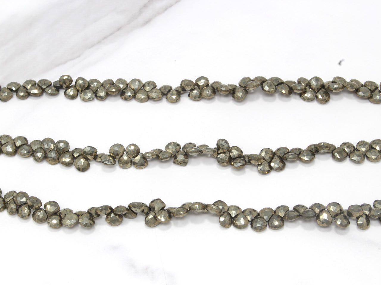 Natural Pyrite 6mm Faceted Heart Shaped Briolettes