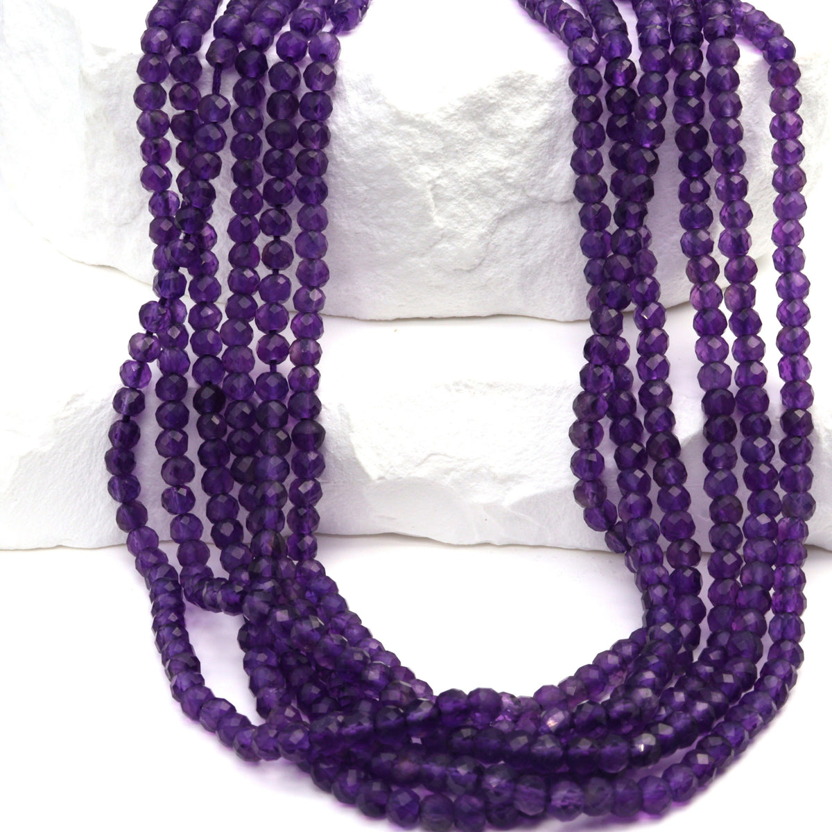 Purple Amethyst 3mm Faceted Rondelles Bead Strand