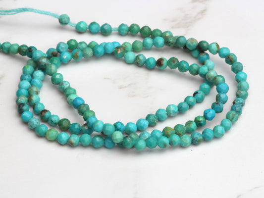 Natural Blue Turquoise 2mm Faceted Rounds