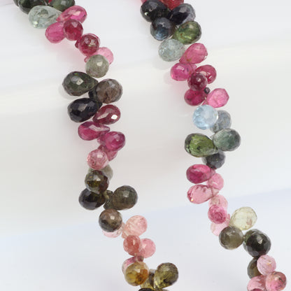 Watermelon Tourmaline 6x4mm Faceted Teardrop Briolettes