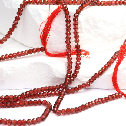 Red Garnet 3mm Faceted Rondelles Bead Strand