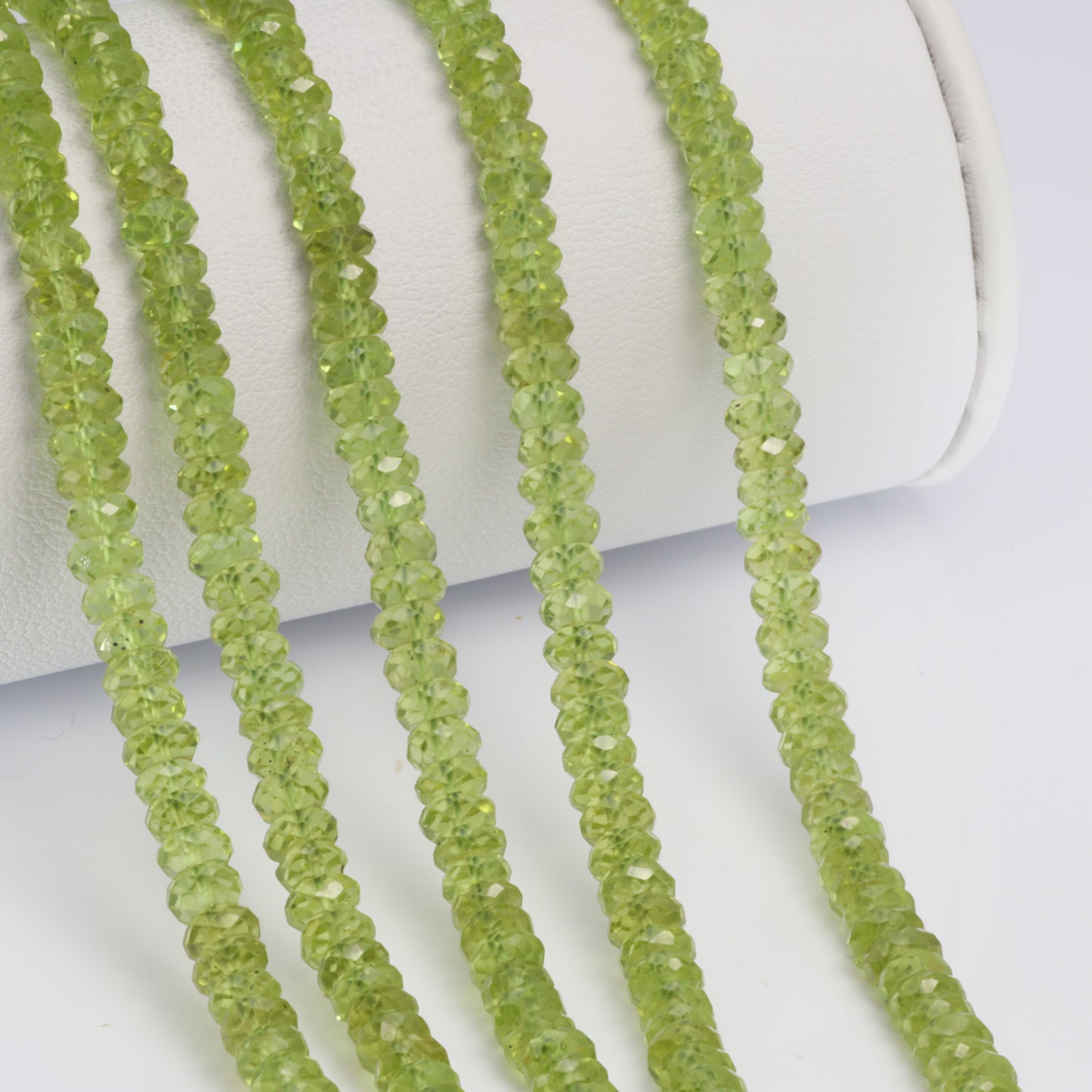 Green Peridot 4.5mm Faceted Rondelles Bead Strand