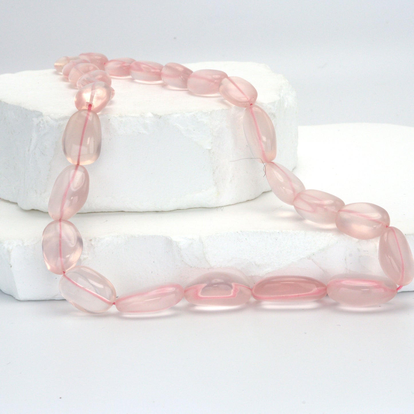 AA Pink Rose Quartz 12x10mm - 18x13mm Smooth Nuggets Bead Strand